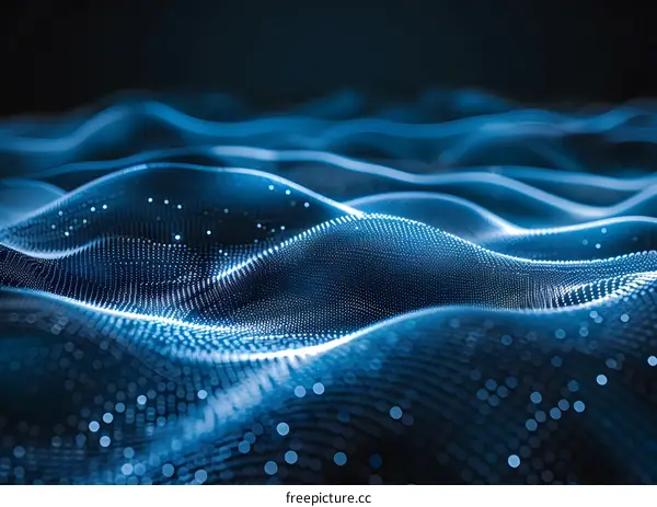 Abstract Blue Glowing Wave Background