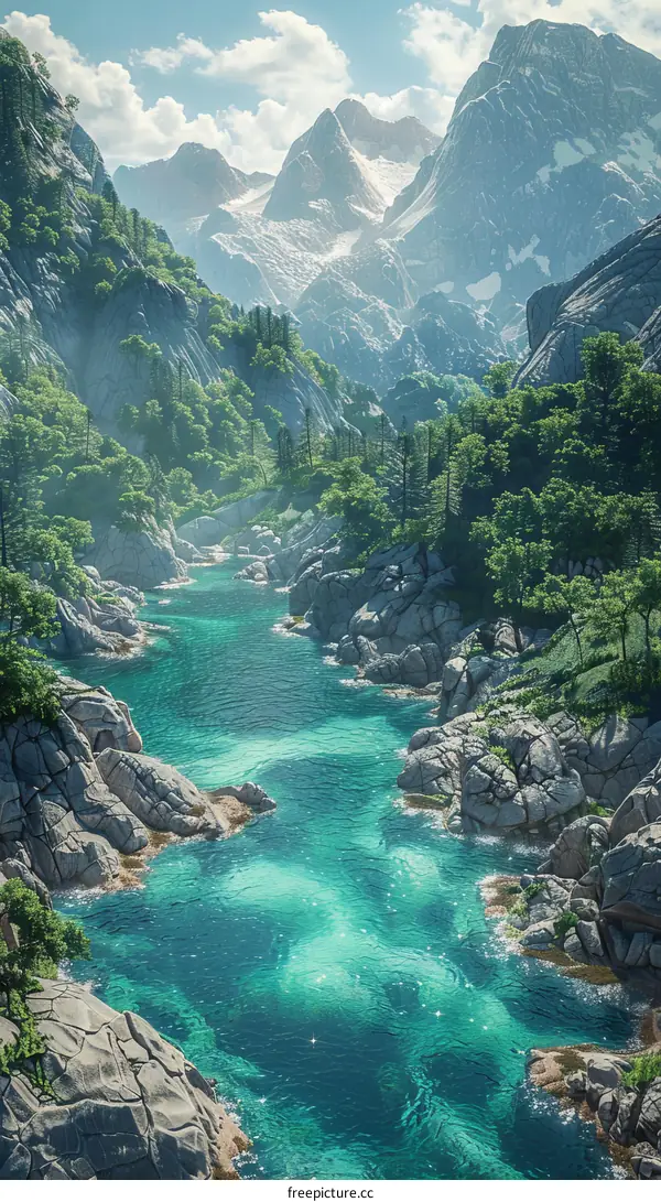 River Flows Through a Valley