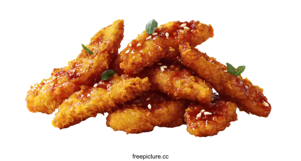 [Transparent Background PNG]Crispy Honey Garlic Chicken Strips