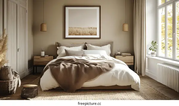 Beige Bedroom Interior Design with Warm Lighting