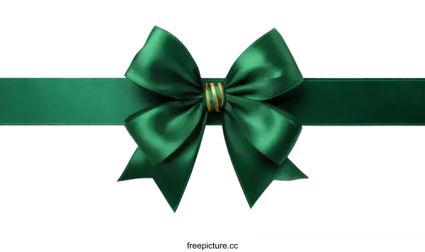 [Transparent Background PNG]Elegant Emerald Green Satin Ribbon Bow