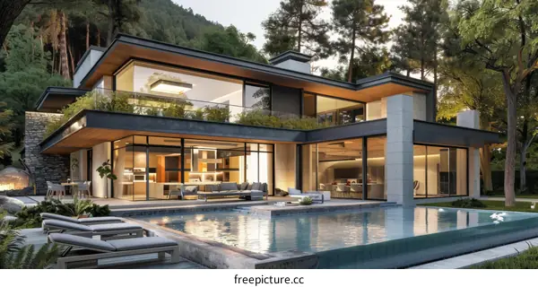 Modern Villa with Pool in a Forest Setting