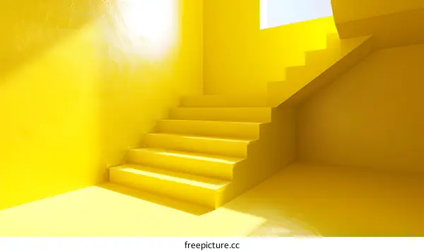 Minimalist Yellow Staircase in a Room