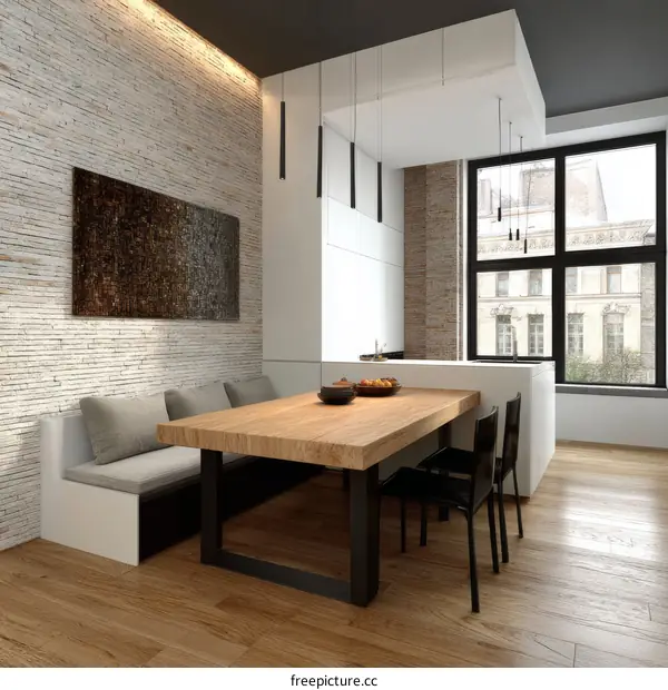 Modern Industrial Dining Area Design Illustration