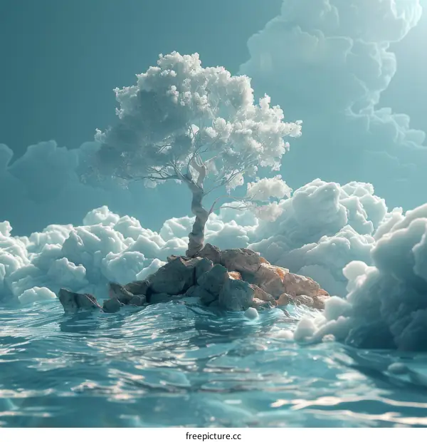 Solitary Tree Over a Sea of Clouds