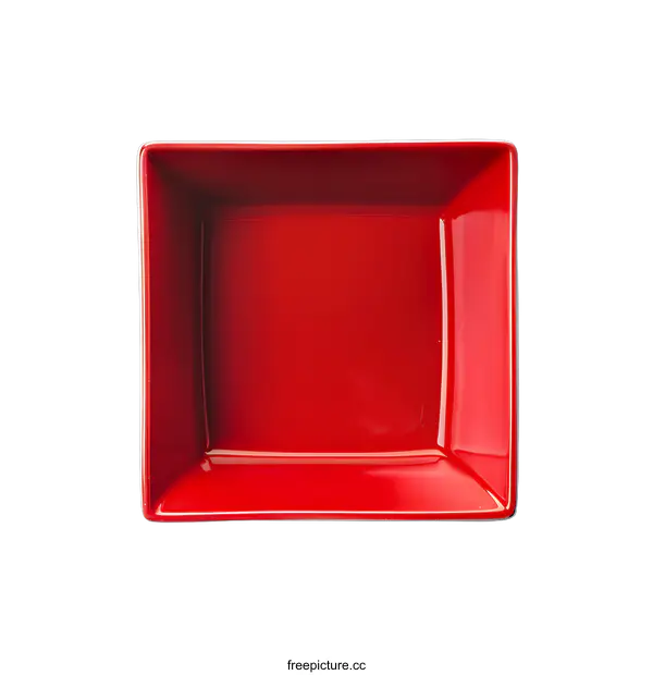 [Transparent Background PNG]Empty Red Square Ceramic Bowl on transparent background