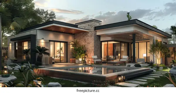 Modern Villa with Pool Exterior Design