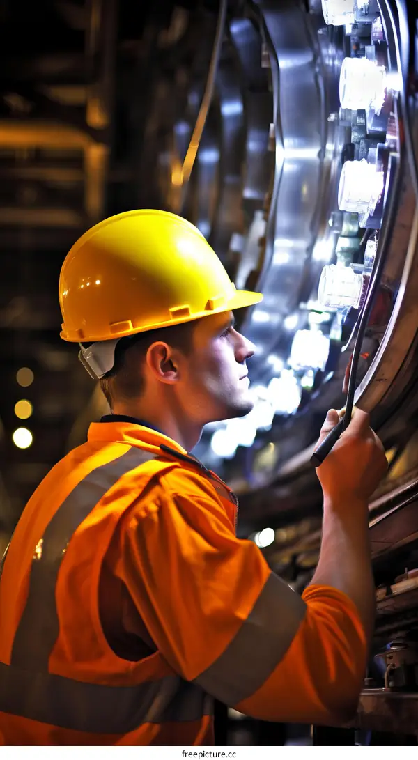 technician inspecting tunnel lights