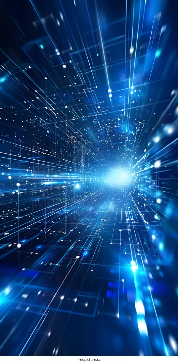 Abstract Technology Background with Bright Lines and Dots