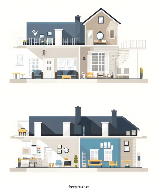 Modern House Interior Design Illustration