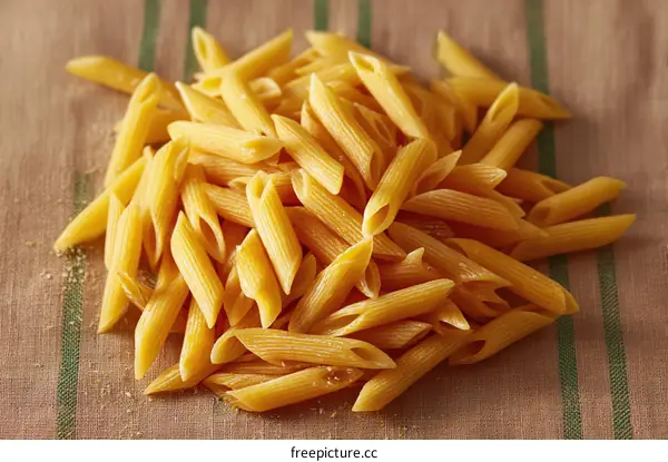 Pile of Uncooked Penne Pasta