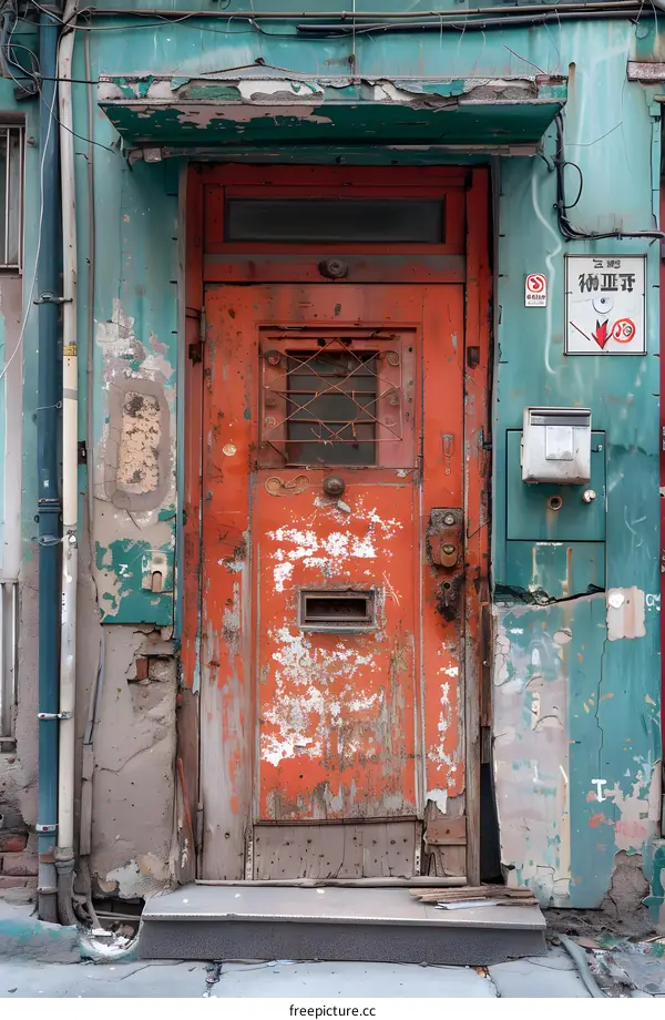 red door with green wall