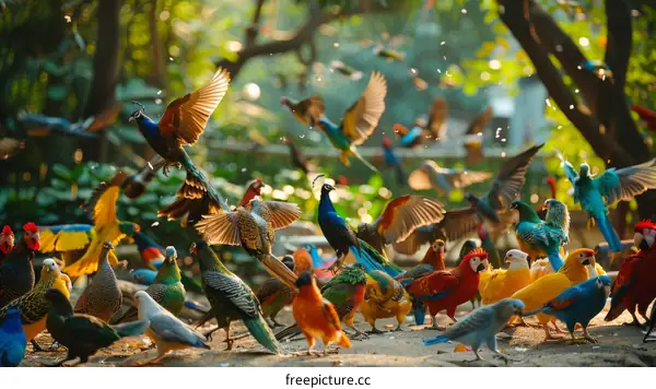 Exotic Birds in a Rain Forest