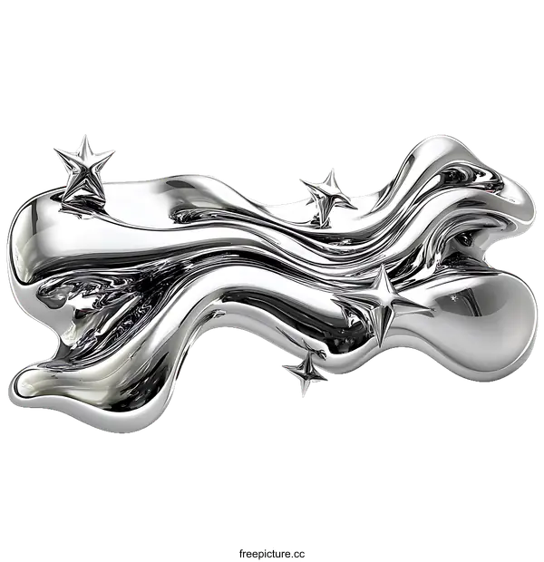 [Transparent Background PNG]Abstract Liquid Metal Art with Stars