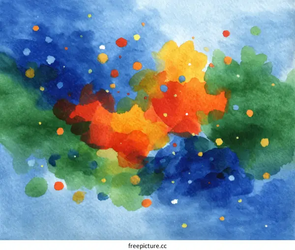 Abstract Watercolor Blots of Colors