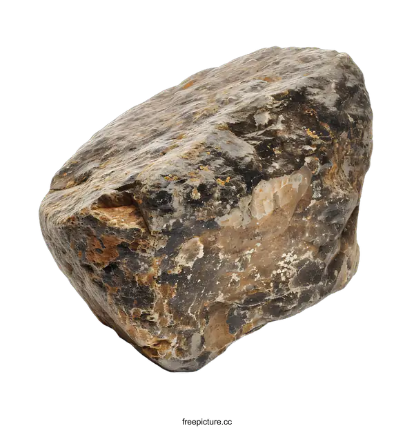 [Transparent Background PNG]Close Up Of A Single Brown Rock On A White Background