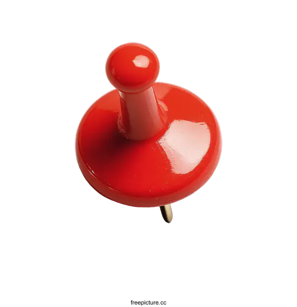 [Transparent Background PNG]Red Pushpin Close-up on White Background