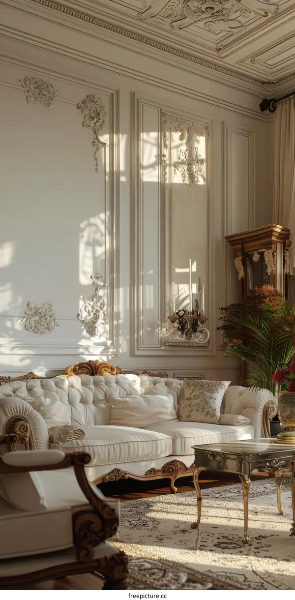 Finely Detailed Luxurious Mansion Living Room Design