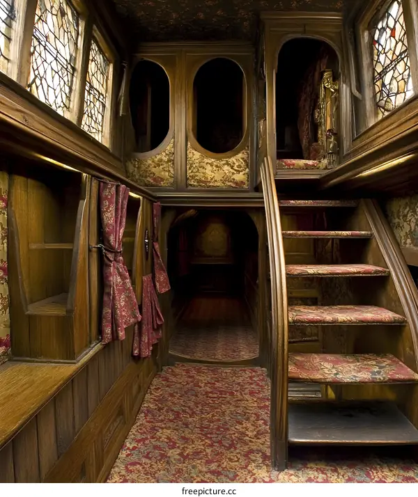 Wooden Staircase and Hallway in a Historic Home
