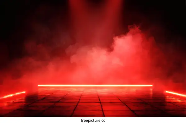 Red Neon Light Stage Background Illustration