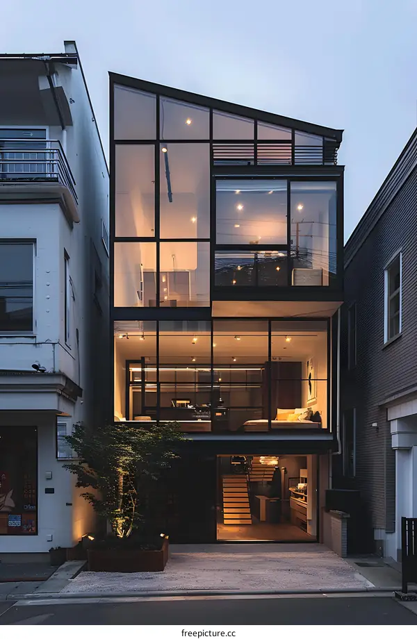 Modern Glass Facade House In Japan