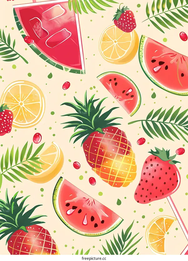 Summer Fruits Pattern Illustration
