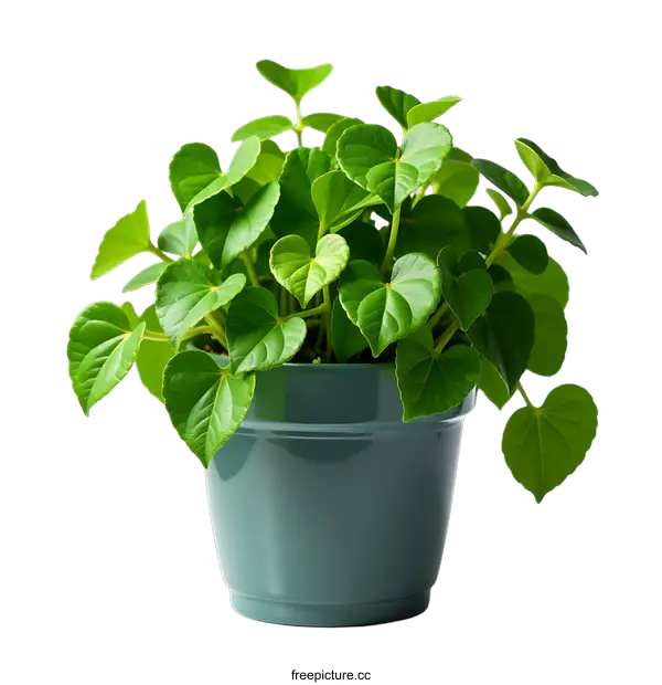 [Transparent Background PNG]Potted Plant with Heart-Shaped Leaves