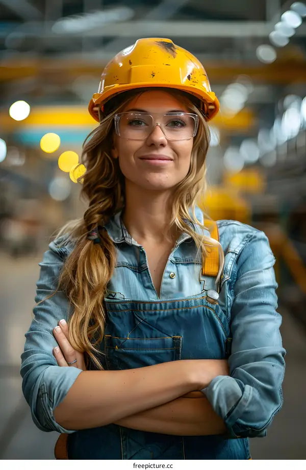 Confident Female Engineer in Factory Setting