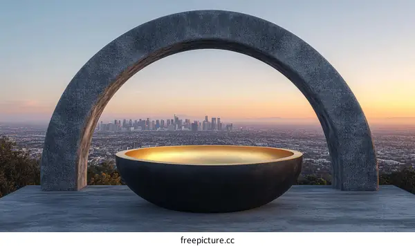 Modern Architectural Bathtub with Cityscape View
