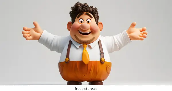 Happy Cartoon Man Open Arms