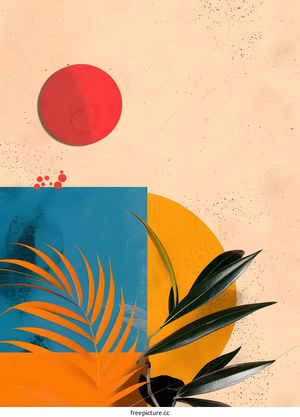 Abstract Tropical Leaf Art with Geometric Shapes