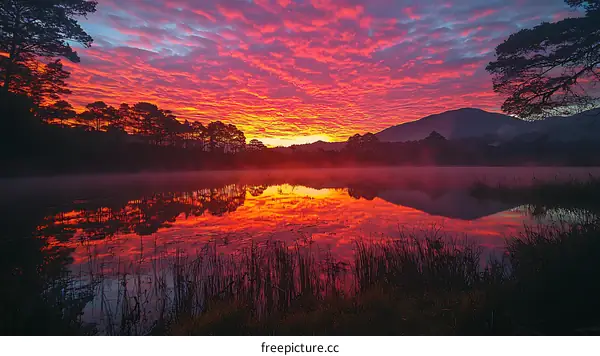 Vibrant Sunset Reflecting on a Serene Lake
