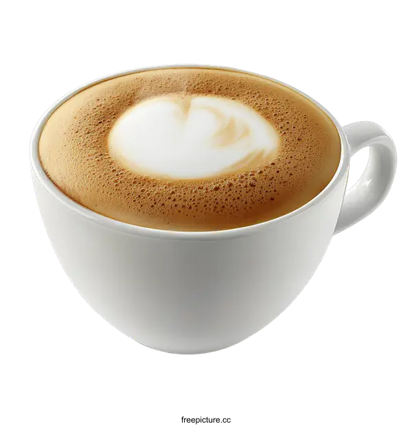 [Transparent Background PNG]Latte Art in a White Mug