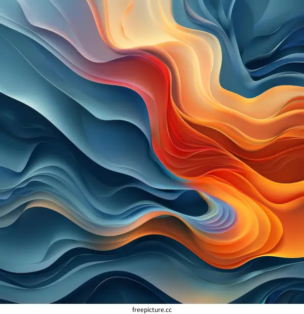 Abstract Colorful Layered Wave Design