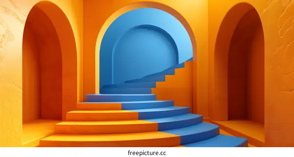 Blue and orange staircase