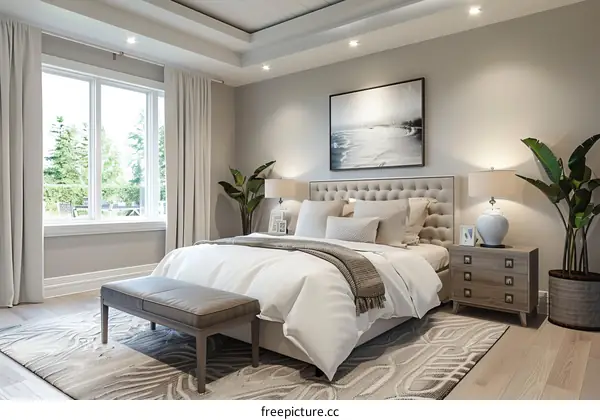 Elegant Bedroom Interior Design with Large Window