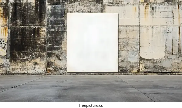 Blank White Sign On Concrete Wall