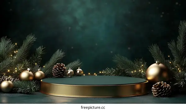 Elegant Christmas Display Podium with Decorations