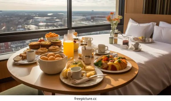 Breakfast with a view of the city