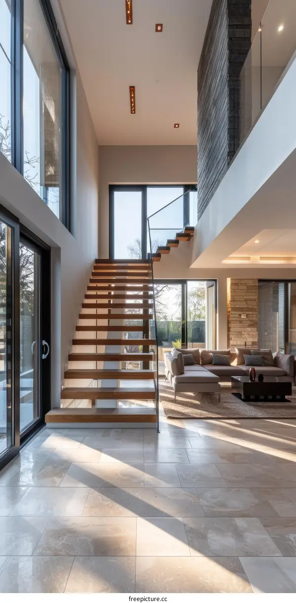 Modern Home Staircase and Glass Balustrade