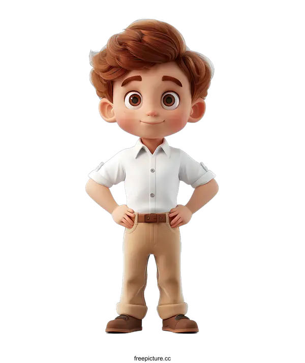 [Transparent Background PNG]Cute Cartoon Boy 3D Render Illustration