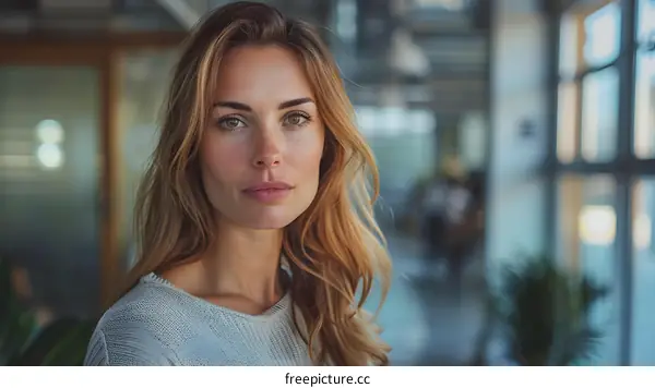 portrait of a beautiful young woman in a modern office space