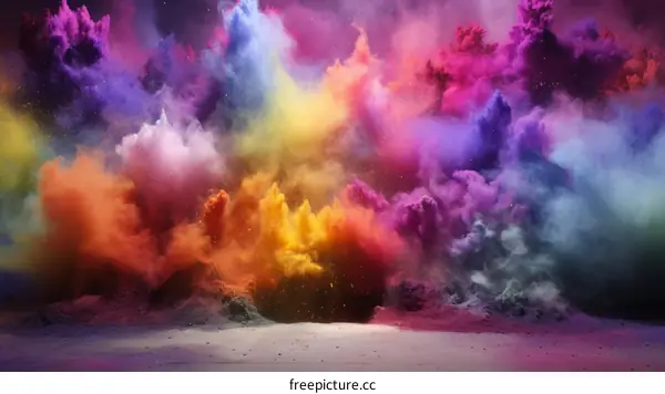 Colorful powder explosion on white background