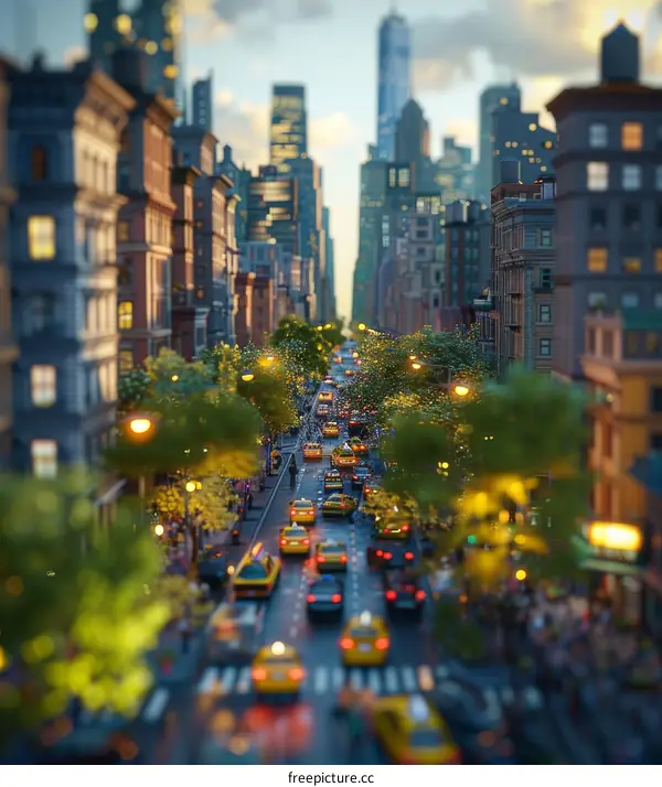 City Street Scene with Miniature Cars