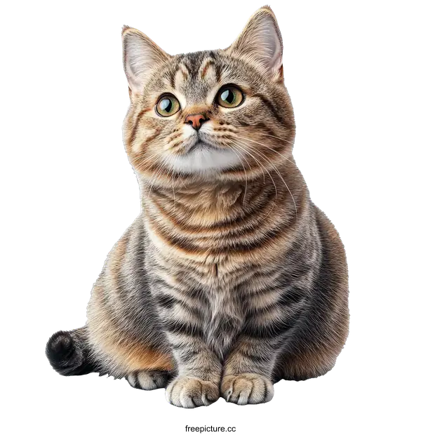 [Transparent Background PNG]Cute Tabby Cat Portrait on White Background