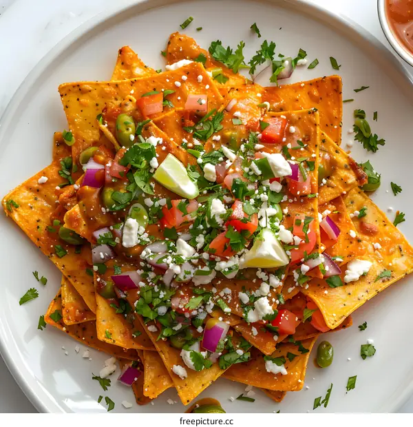 Plate of Nachos with Toppings