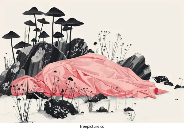 Pink Coat in Forest Scene