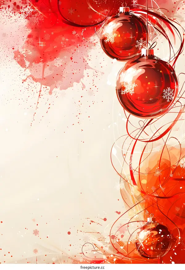 Christmas Background with Red Baubles