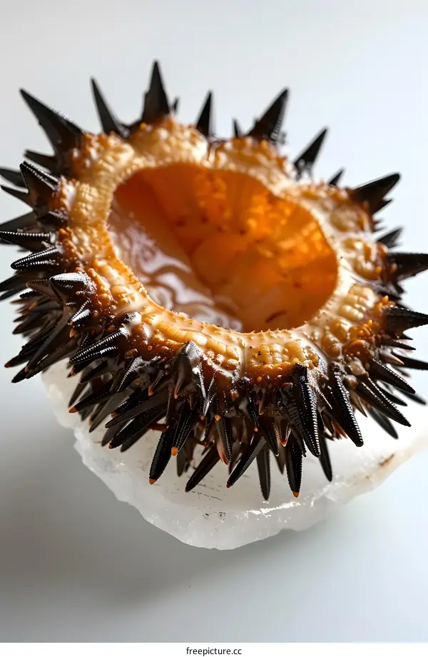Close-up of a sea urchin on a white background