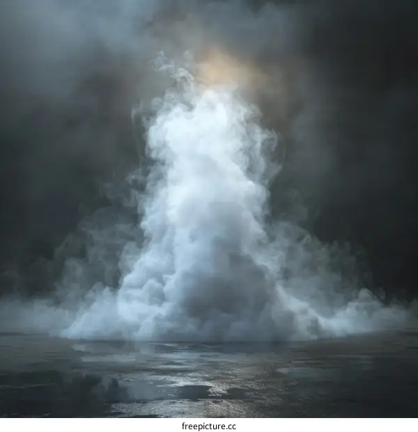 Abstract Swirling White Smoke or Fog on Dark Background